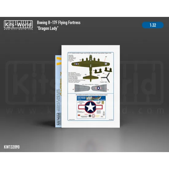 Kits World Kw132090 1/32 Decal For Boeing B-17f Flying Fortress