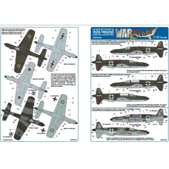 Kits World Kw132104 1/32 Decal For Dornier Do 335b-2 Pfeil Hk Model Kit