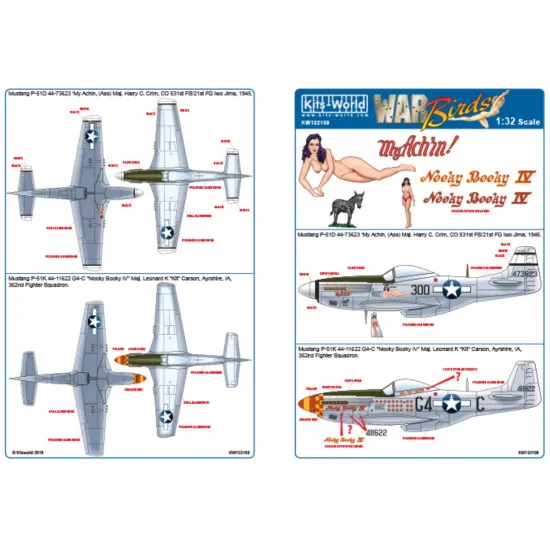 Kits World Kw132109 1/32 Decal For P-51d/K Mustangs My Achin
