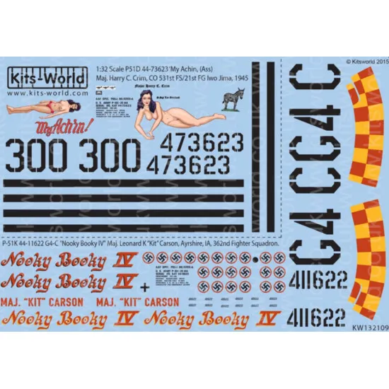 Kits World Kw132109 1/32 Decal For P-51d/K Mustangs My Achin