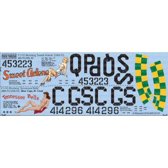 Kits World Kw132127 1/32 Decal For P-51d Mustang 44-53223/44-14296