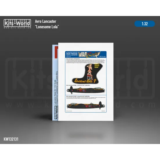 Kits World Kw132131 1/32 Decal For Avro Lancaster Bomber B.mk.i Lonesome Lola