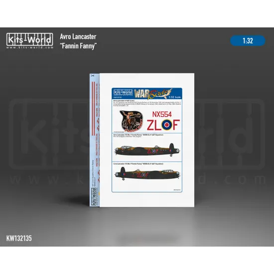 Kits World Kw132135 1/32 Avro Lancaster Bomber B.mk.i Fannin Fanny Nx554 Zl-f