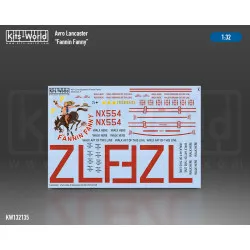 Kits World Kw132135 1/32 Avro Lancaster Bomber B.mk.i Fannin Fanny Nx554 Zl-f