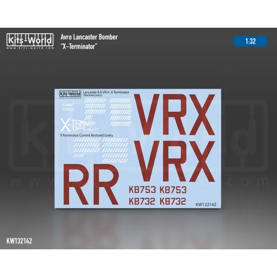 Kits World Kw132142 1/32 Decal For Avro Lancaster Bomber B Mk X Exterminator