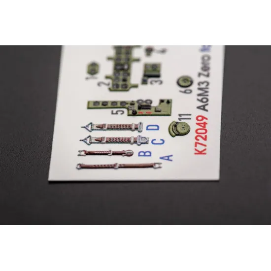 Kelik K72049 1/72 A6m3 Zero Interior 3d Decals For Tamiya Kit