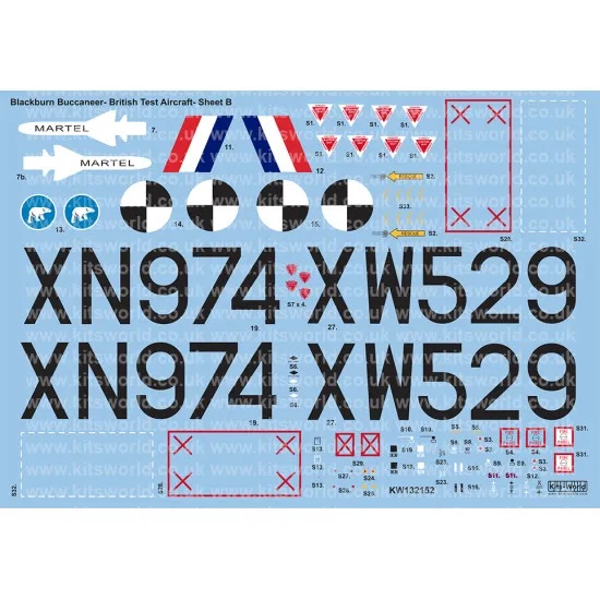 Kits World Kw132152 1/32 Decal For Blackburn Buccaneers S. Mk 2 Mk 2a Mk 2b