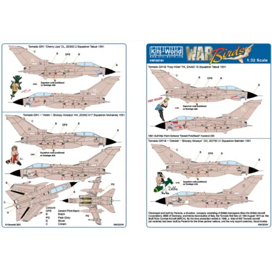 Kits World Kw132161 1/32 Decal For Desert Storm Tornados Gr.1b