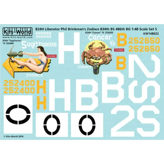 Kits World Kw148022 1/48 Decal For B-24 Liberator Accessories For Aircraft