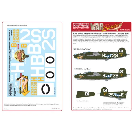 Kits World Kw148022 1/48 Decal For B-24 Liberator Accessories For Aircraft