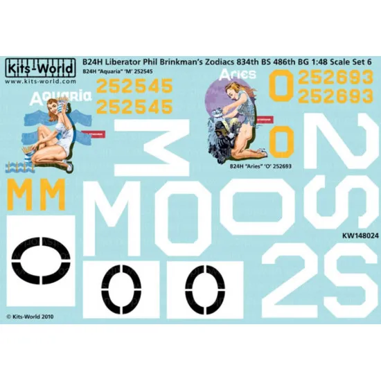 Kits World Kw148024 1/48 Decal For B-24 Liberator Accessories For Aircraft