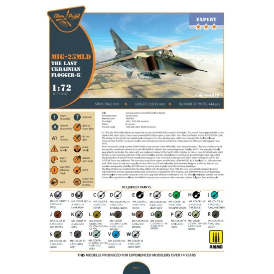Clear Prop 72042 1/72 Mig 23mld The Last Ukrainian Flogger K Model Kit