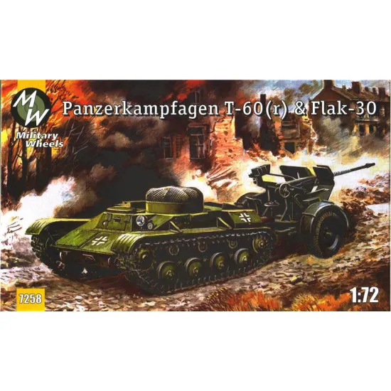 Panzerkampfagen T-60(r) Flak-30 Tank+Gun 1/72 Military Wheels 7258 Panzerkampfagen T-60(r) Flak-30 Tank+Gun 1/72 Military Wheels 7258