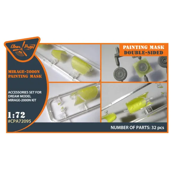 Clear Prop 72095 1/72 Mirage 2000n Double Sided Painting Mask On Yellow Kabuki Paper For Dream Model Kits