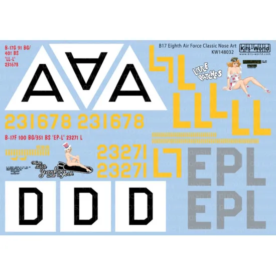 Kits World Kw148032 1/48 Decal For Boeing B-17 F/G Flying Fortress