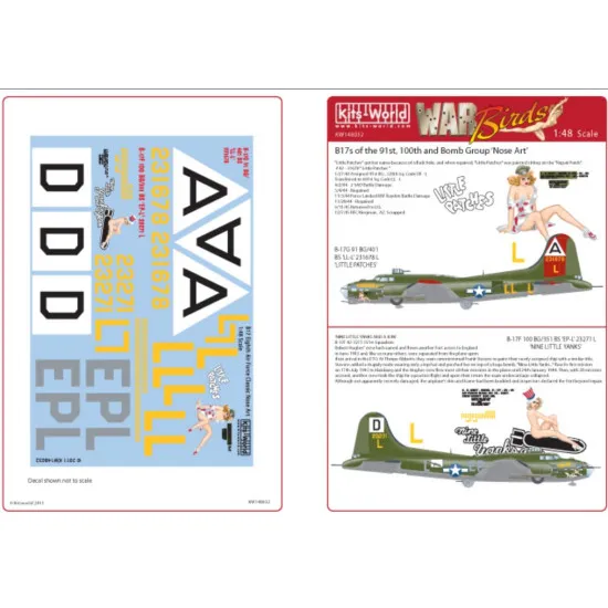 Kits World Kw148032 1/48 Decal For Boeing B-17 F/G Flying Fortress