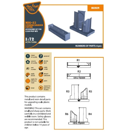 Clear Prop 72096 1/72 Mig 23 Undercarriage Covers For Cp Kits Resin Model