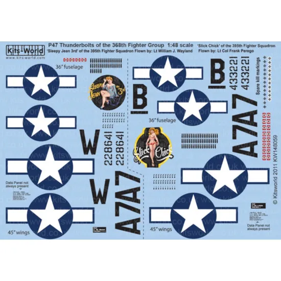 Kits World Kw148059 1/48 Decal For P47 Thunderbolts Of The 368th Fighter Group