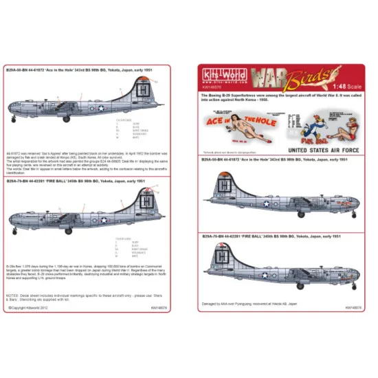 Kits World Kw148076 1/48 Decal For B-29 Super Fortress 44-61872 Ace In The Hole