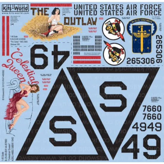 Kits World Kw148082 1/48 B-29 Super Fortress B-29-25-mo 42-65306 The Outlaw