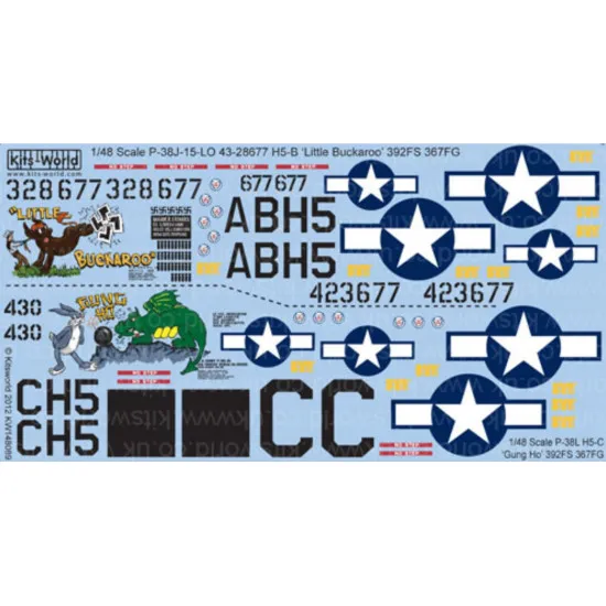 Kits World Kw148089 1/48 Decal For P-38 Lightnings P-38j-15-lo Little Buckaroo