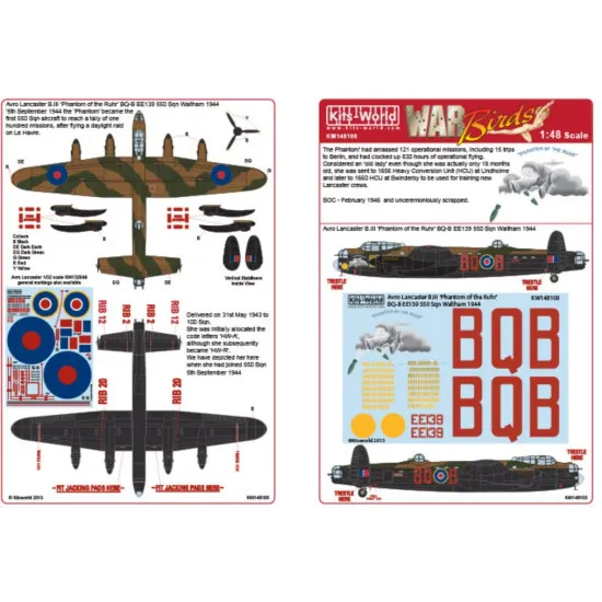 Kits World Kw148100 1/48 Decal For Avro Lancaster B.iii Phantom Of The Ruhr