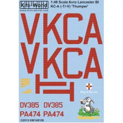 Kits World Kw148108 1/48 Decal Avro Lancaster B.i Kc-a-t/-v Pa474 Dv 385 Thumper