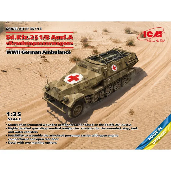 Icm 35113 1/35 Sd.kfz.251/8 Ausf.a Krankenpanzerwagen Wwii German Ambulance Icm 35113 1/35 Sd.kfz.251/8 Ausf.a Krankenpanzerwagen Wwii German Ambulance