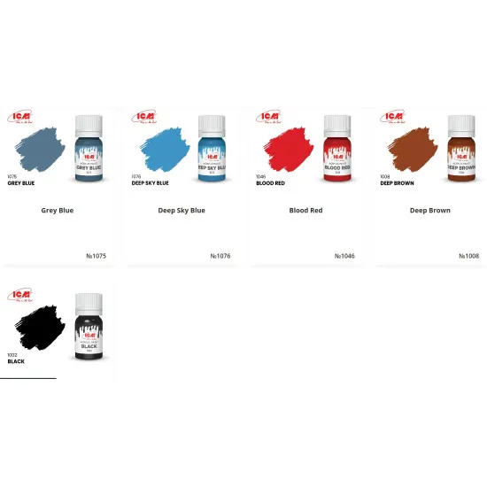 Icm 3045 Wwi French Infantry Acrylic Paint Set 6 Pcs In Kit