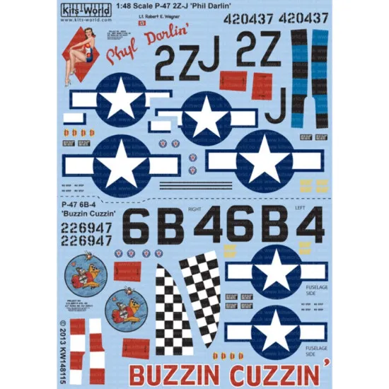 Kits World Kw148115 1/48 Decal For P-47d Thunderbolts Bubbletop