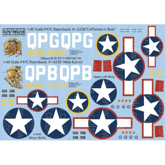 Kits World Kw148116 1/48 Decal For P-47c Razorback Accessories For Aircraft