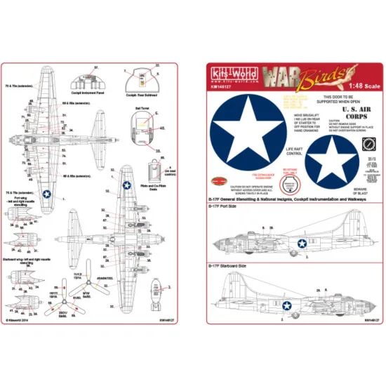 Kits World Kw148127 1/48 Decal For Boeing B-17 F Flying Fortress