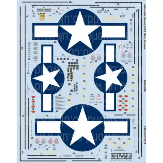 Kits World Kw148128 1/48 Decal For Boeing B-17g Flying Fortress