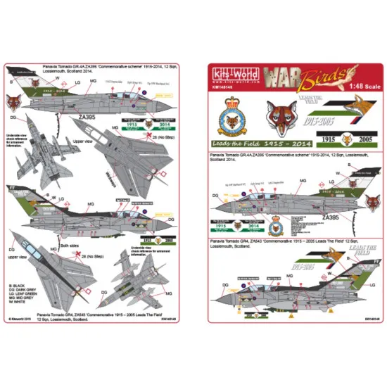 Kits World Kw148146 1/48 Decal For Panavia Tornado Commemorative Schemes 12 Sqn