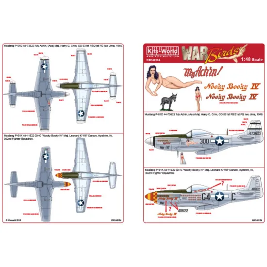 Kits World Kw148154 1/48 Decal For North American Mustang P-51d P-51k