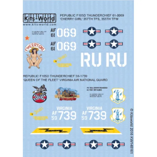 Kits World Kw148161 1/48 F-105d Thunderchiefs Cherry Girl Queen Of The Fleet