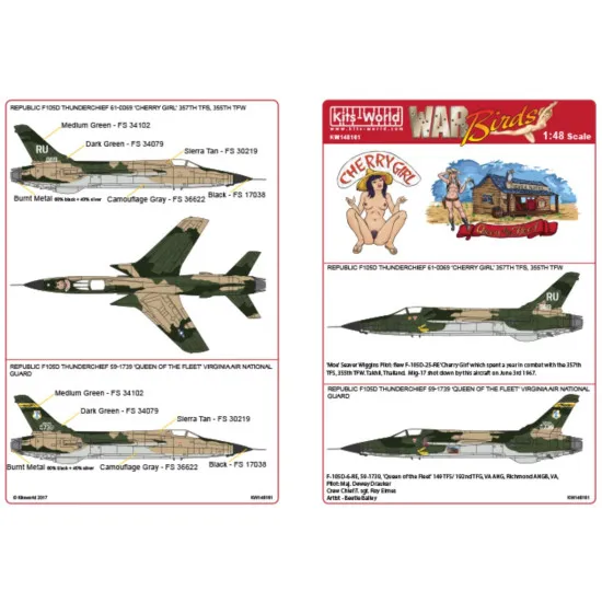 Kits World Kw148161 1/48 F-105d Thunderchiefs Cherry Girl Queen Of The Fleet