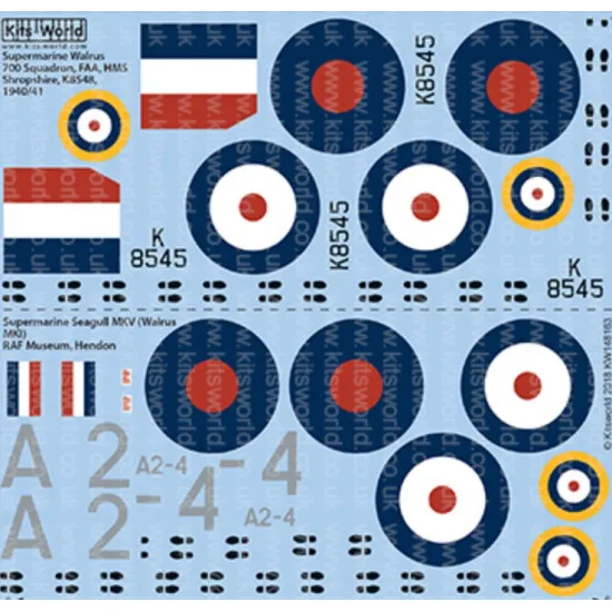 Kits World Kw148163 1/48 Decal For Supermarine Walrus Accessories For Aircraft