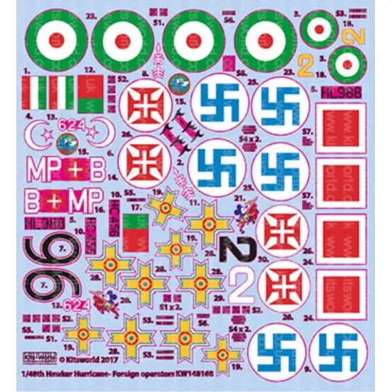 Kits World Kw148168 1/48 Decal For Hawker Hurricane Accessories For Aircraft