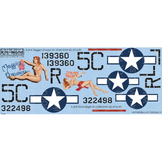 Kits World Kw148172 1/48 Decal For A-26 Douglas Invaders Accessories Kit