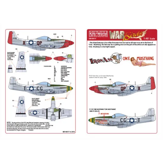 Kits World Kw148177 1/48 Decal For P-51d Mustang 44-11661 Qp-x Iron Ass
