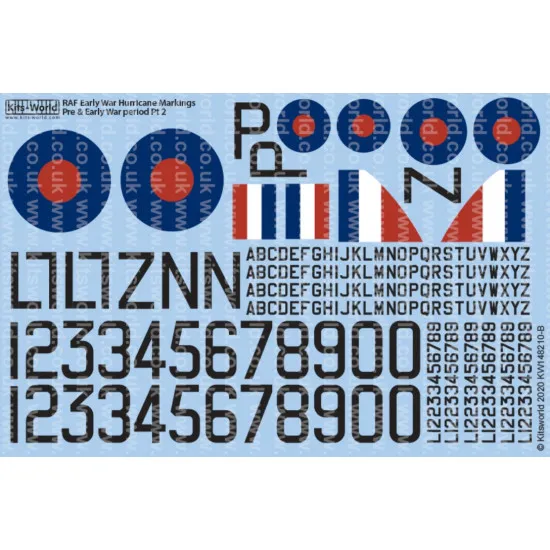 Kits World Kw148210 1/48 Decal For Raf Early Hurricane Markings Pre And Early War Period Pt 2