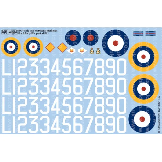 Kits World Kw148210 1/48 Decal For Raf Early Hurricane Markings Pre And Early War Period Pt 2