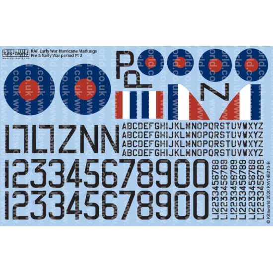Kits World Kw148210 1/48 Decal For Raf Early Hurricane Markings Pre And Early War Period Pt 2