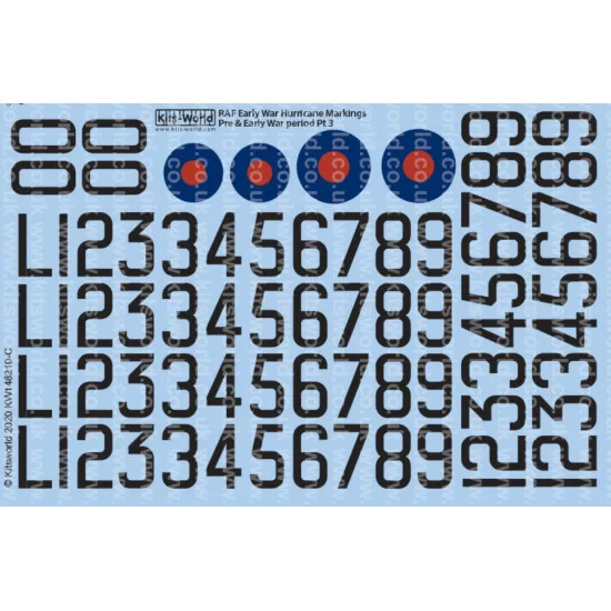 Kits World Kw148210 1/48 Decal For Raf Early Hurricane Markings Pre And Early War Period Pt 2