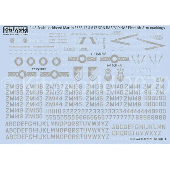 Kits World Kw148211 1/48 Decal For Lockheed Martin F35b Lightnings Of The Raf And Fleet Air Arm