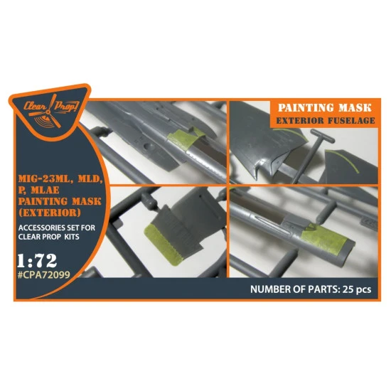 Clear Prop 72099 1/72 Mig 23ml Mld P Mlae Exterior Painting Mask On Yellow Kabuki Paper For Cp Kits