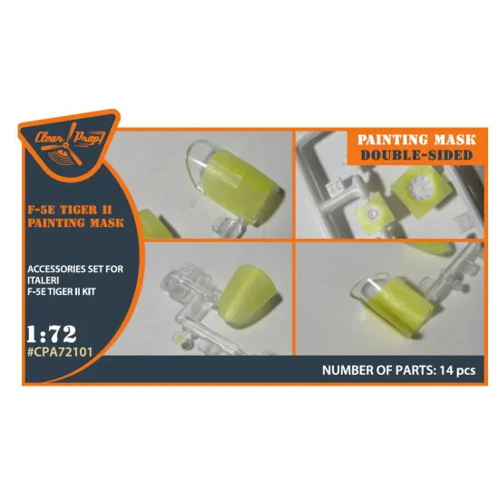 Clear Prop 72101 1/72 F-5e Tiger Ii Painting Mask On Yellow Kabuki Paper For Italeri Kits