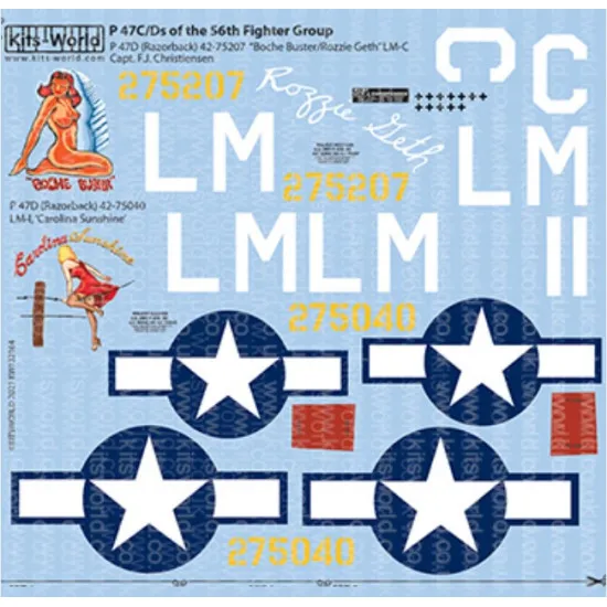 Kits World Kw148225 1/48 Decal For P-47c/D Accessories For Aircraft