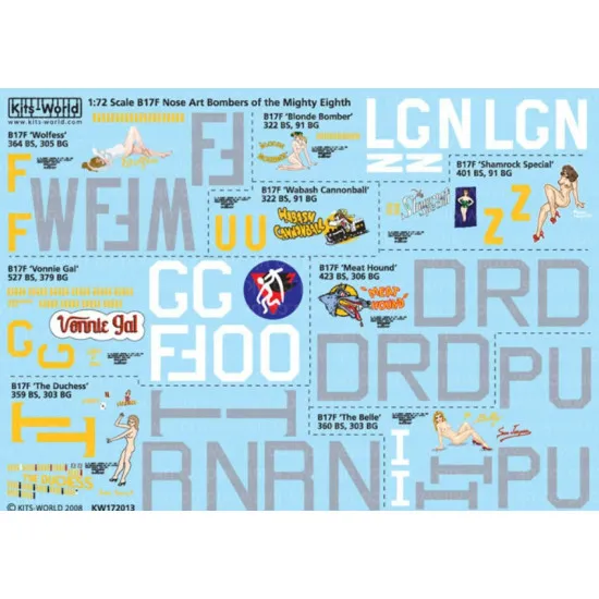 Kits World Kw172013 1/72 Decal For B17 F Flying Fortress Accessories For Aircraft